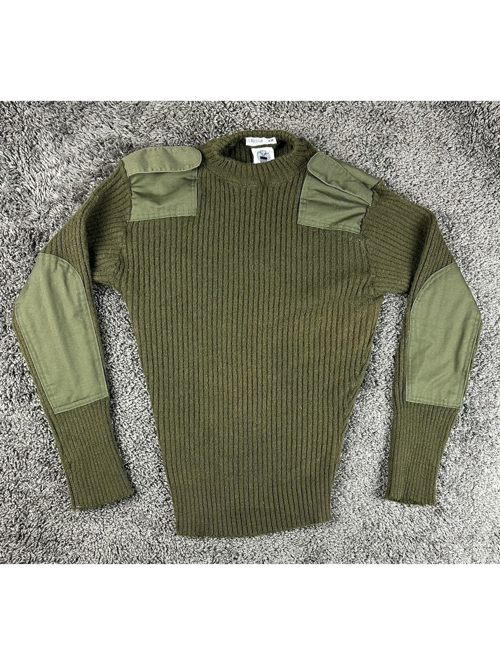 USMC Military 100% Wool Commando Service Sweater Olive Green Size 42